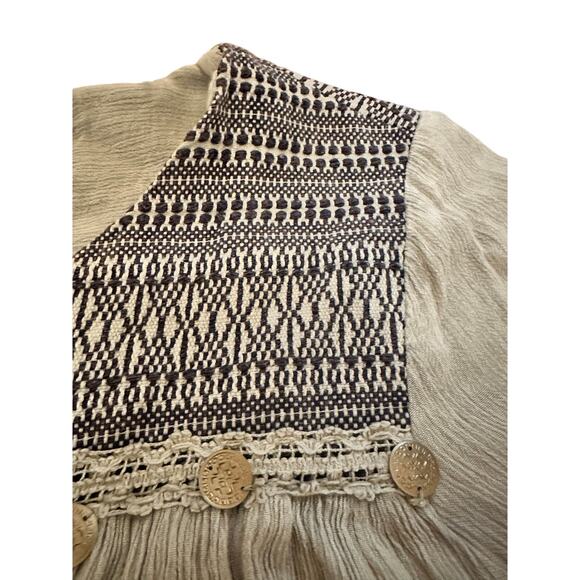 Studio West Apparel Ombré bohemian style blouse w/ stitching & fringe sz L - Picture 3 of 5